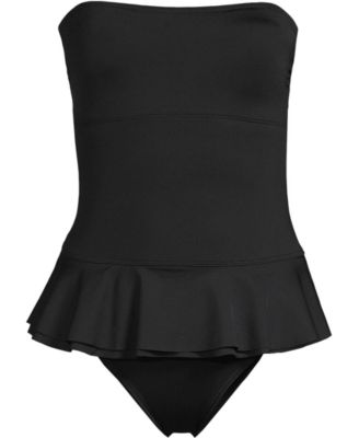 Women's Sculpting Suit Ruffle Bandeau One Piece Swimsuit