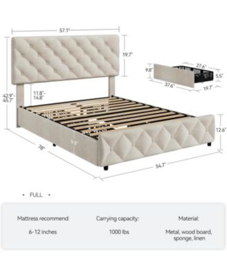 Full Size Bed Frame Space Saving, for Living Room, Guest Room
