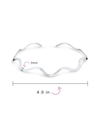 Wave Zig Zag Geometric Collar Choker Necklace .925 Silver Sterling