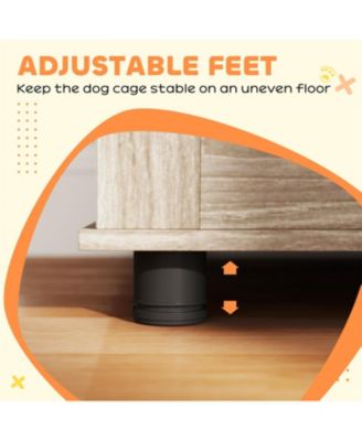 Dog Crate Furniture with 2 Doors, Adjustable Non-slip Foot Mats in Walnut Brown