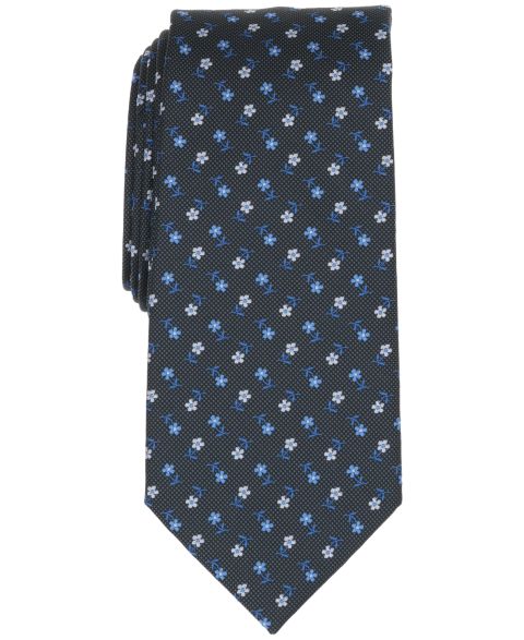 Мужской галстук Club Room Floral Pattern Tie, цвет: Чёрный