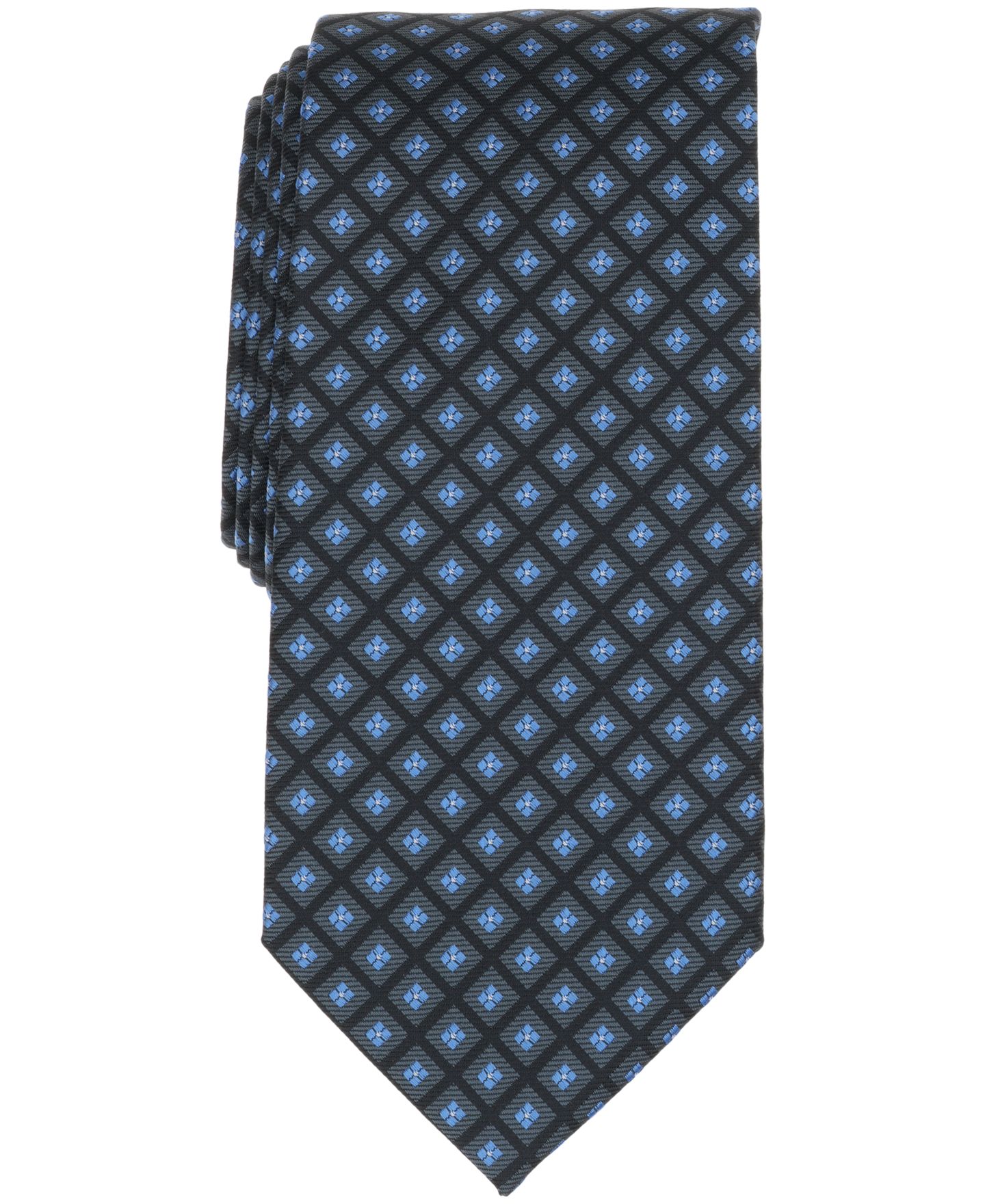 Мужской галстук Club Room Rosyln Geometric Pattern Tie, цвет: Чёрный — фото 1