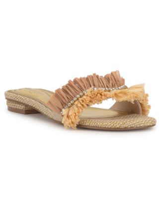 Women's Danive Raffia Fringe Flat Slide Sandals