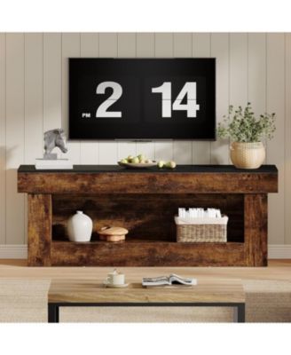 63-inch TV Stand with Storage, Entertainment Center for 60/65/70 Inches TVs, Rustic Media TV Console with Open Storage Space