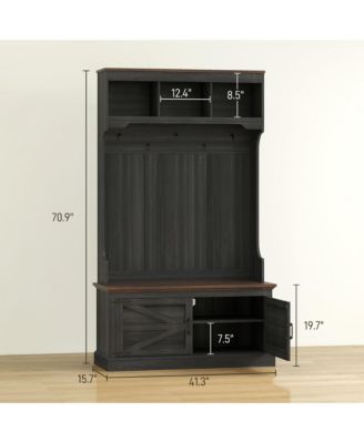 Hall Tree with Shoe Storage, Coat Rack with Shoe Bench,