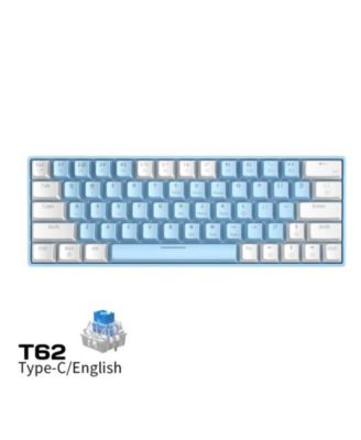 63-Key Wired Mechanical Keyboard, Hot-Swappable Blue Switches, Rainbow Backlit, 25-Key Anti-Ghosting for Gaming & Office.