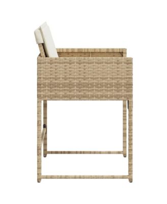 Patio Chairs with Cushions 4 pcs Beige Poly Rattan