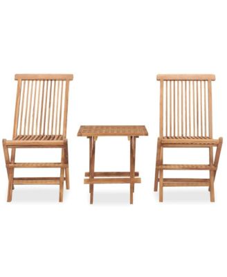3 Piece Folding Patio Dining Set Solid Teak Wood