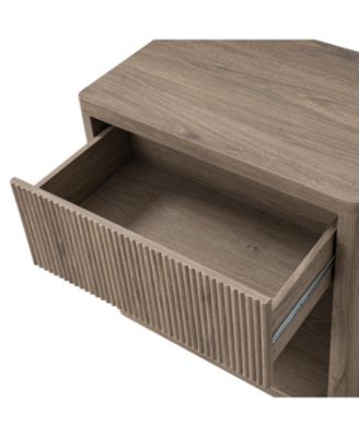 MDF Mid Century Nightstand with Drawer, Fluted Bed Side Table End Table for Bedroom Living Room Sofa Couch