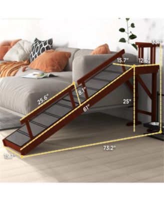 Dog Ramp with Removable Guardrails, Non-Slip Surface in Brown