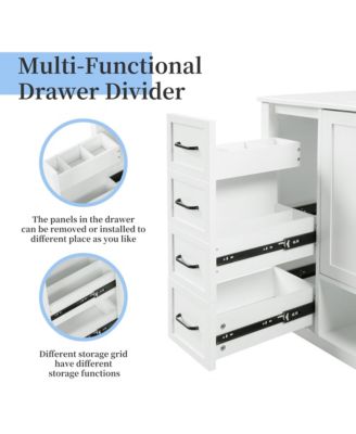 Solid Wood 36 in. Bathroom Vanity Cabinet with Sink Top, Two Doors and Two Drawers, Open shelf