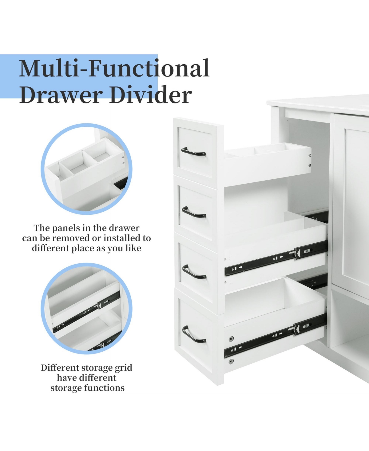 Cesicia Solid Wood 36 in. Bathroom Vanity Cabinet with Sink Top, Two Doors and Two Drawers, Open shelf