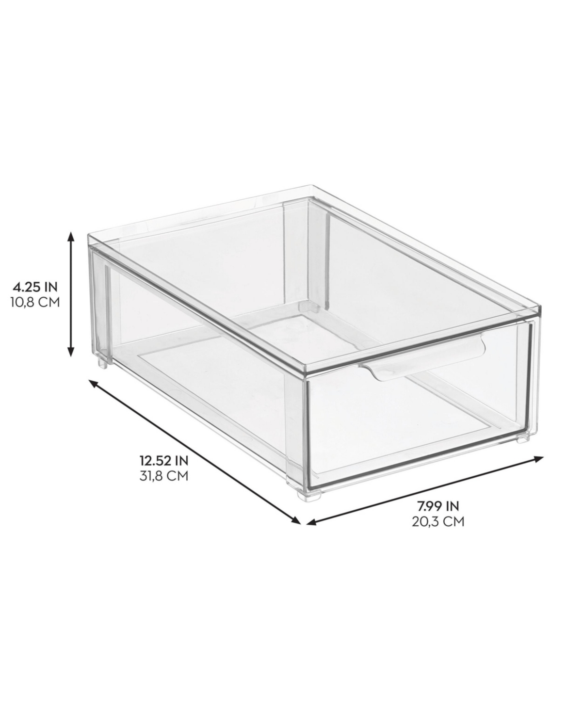 iDesign Stackable Pull-Out Sliding Storage Drawer - Set of 2 - Clear