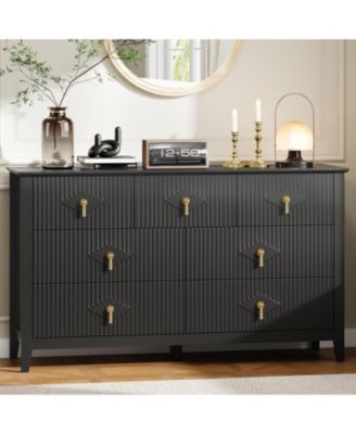 Fluted Dresser 54 Inch Wide, 7-Drawer Wood Dresser for Bedroom, Modern Chest of Drawers, Storage Organizer Cabinet