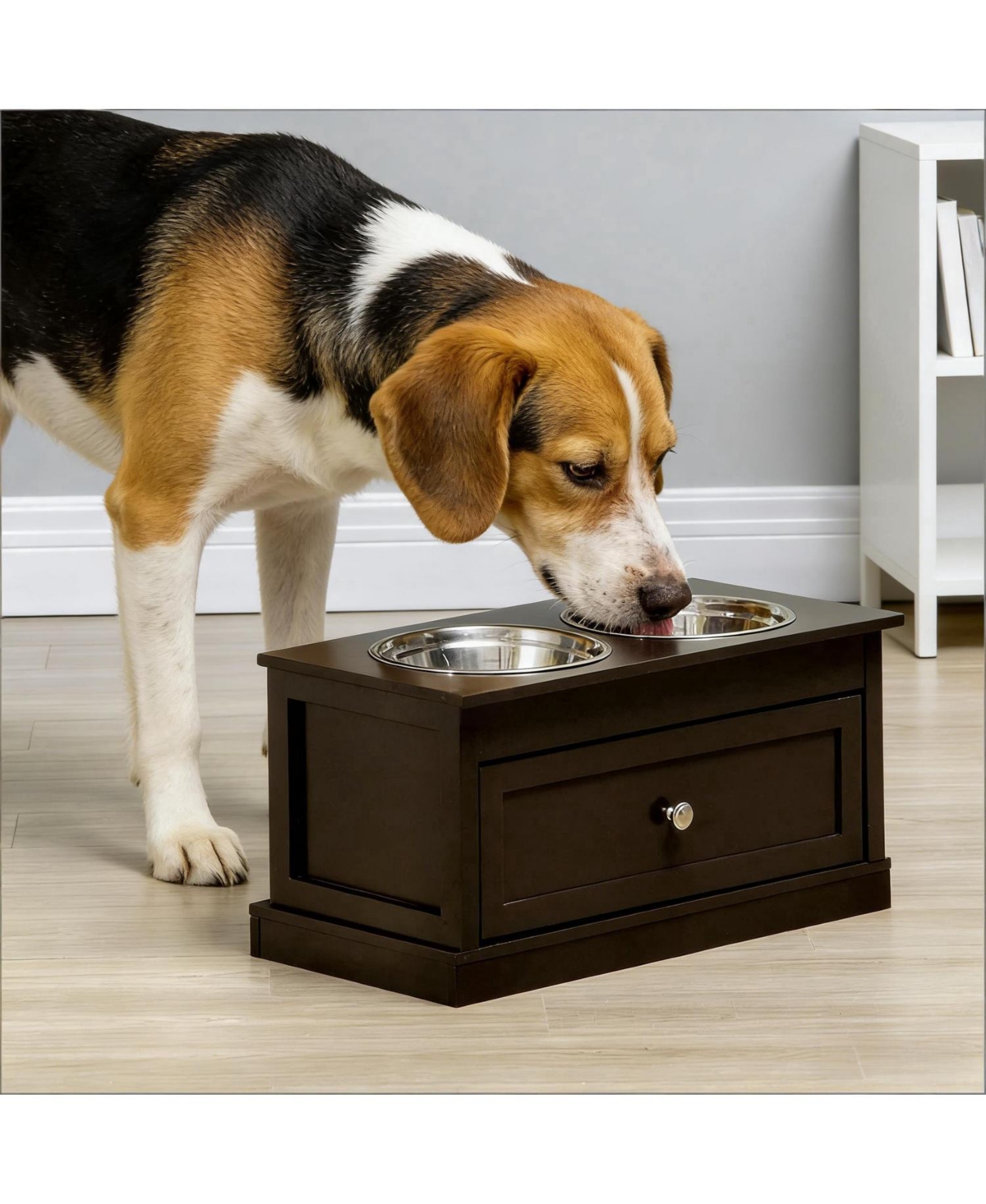 Aostirmotor Wide Dog Bowls Elevated Feeding Station with Drawer