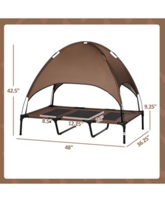 Elevated Portable Dog Cot with Pad and legs in Coffee