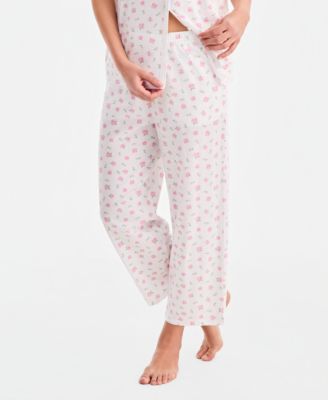 Women's 2-Pc. Cotton Printed Cropped Pajamas Set