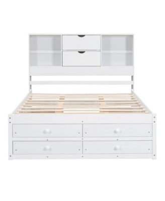 King Size Platform Bed with Storage Headboard and 8 Drawers