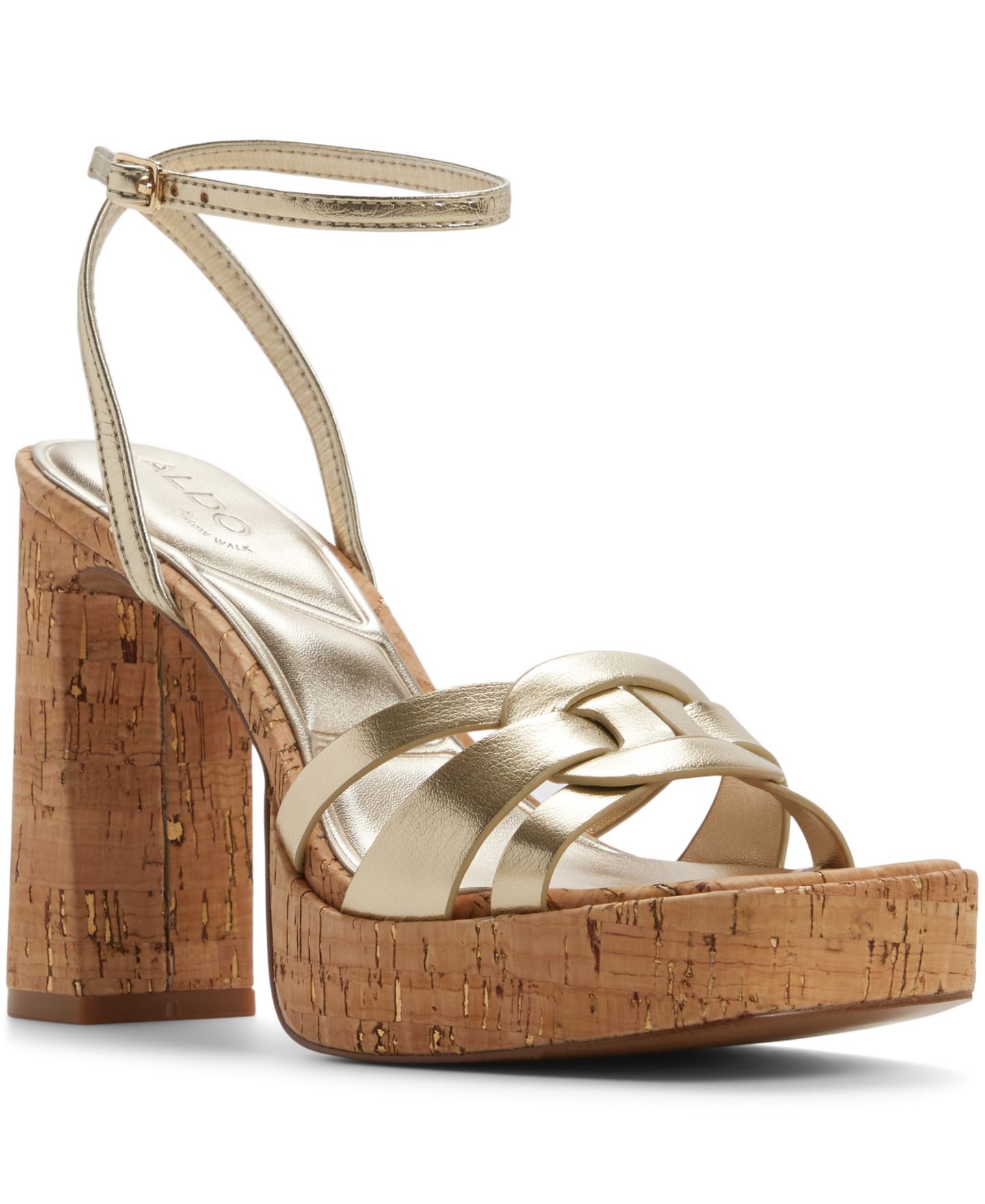 Женские сандалии ALDO Beverlyanne Block Heel Dress Sandals, цвет: Шампань гладкий — фото 1