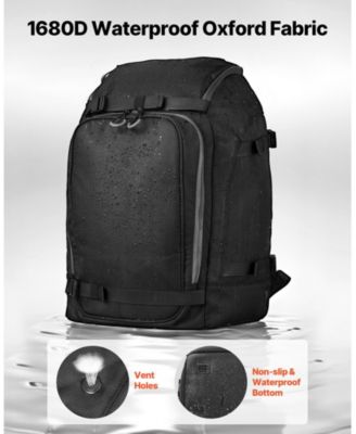 55L Ski Boot Bag Travel Backpack, Waterproof Exterior and Bottom, Durable 1680D Oxford, for Men and Women, Black