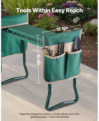 Garden Kneeler & Seat, 6" Wide Kneeling Pad, Heavy-Duty Folding Garden Stool with 2 Tool Bags, Portable Garden Bench