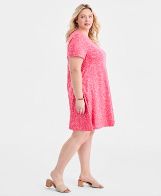 Plus Size Round-Neck Short-Sleeve T-Shirt Dress