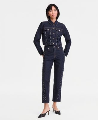 Women's Lace-Up Straight-Leg Jeans