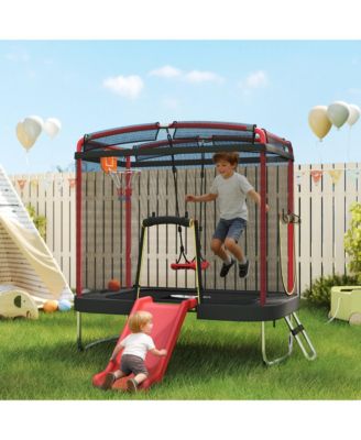 4 x 6FT Trampoline for Kids Indoor & Outdoor with Slide,