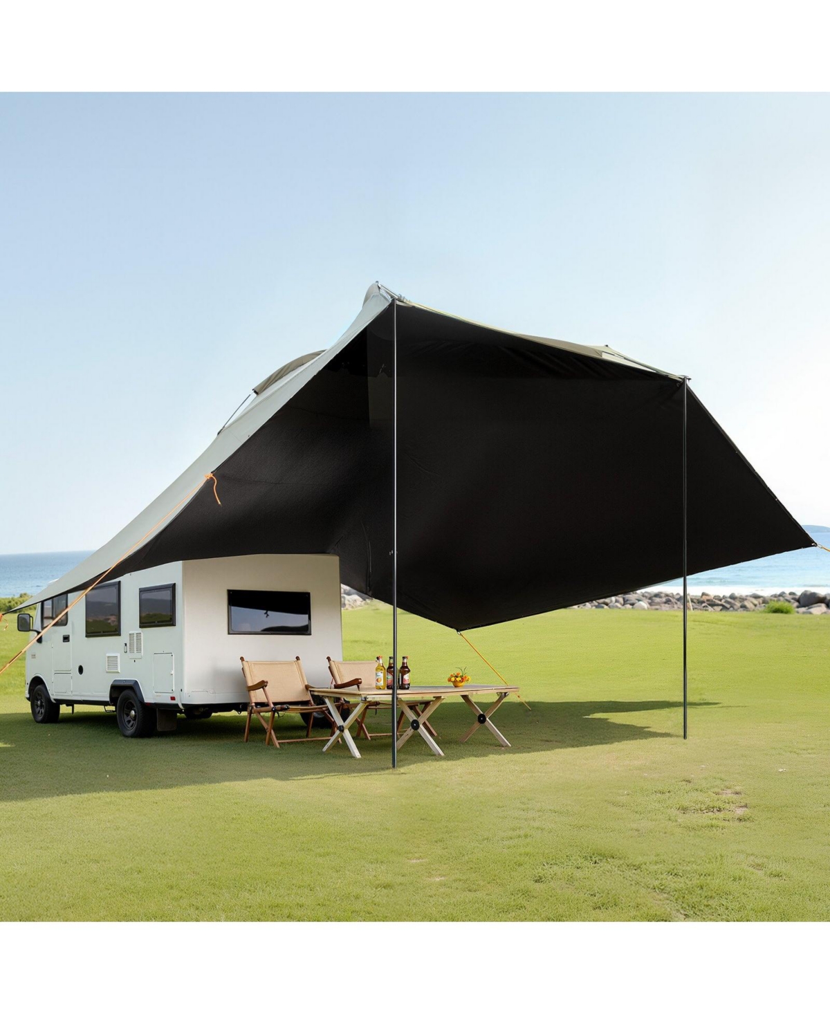 Mecale Vehicle Awning, 10' x 7' Shade Coverage Car Side Awning, PU2000mm UV50+ with Extended Side Canopies and Portable Storage Bag