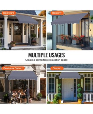 59 x 47" Retractable Patio Awning, Manual Crank Sunshade Canopy, Adjustable Height 86-122 in, for Patio Balcony Yard, Dark Gray