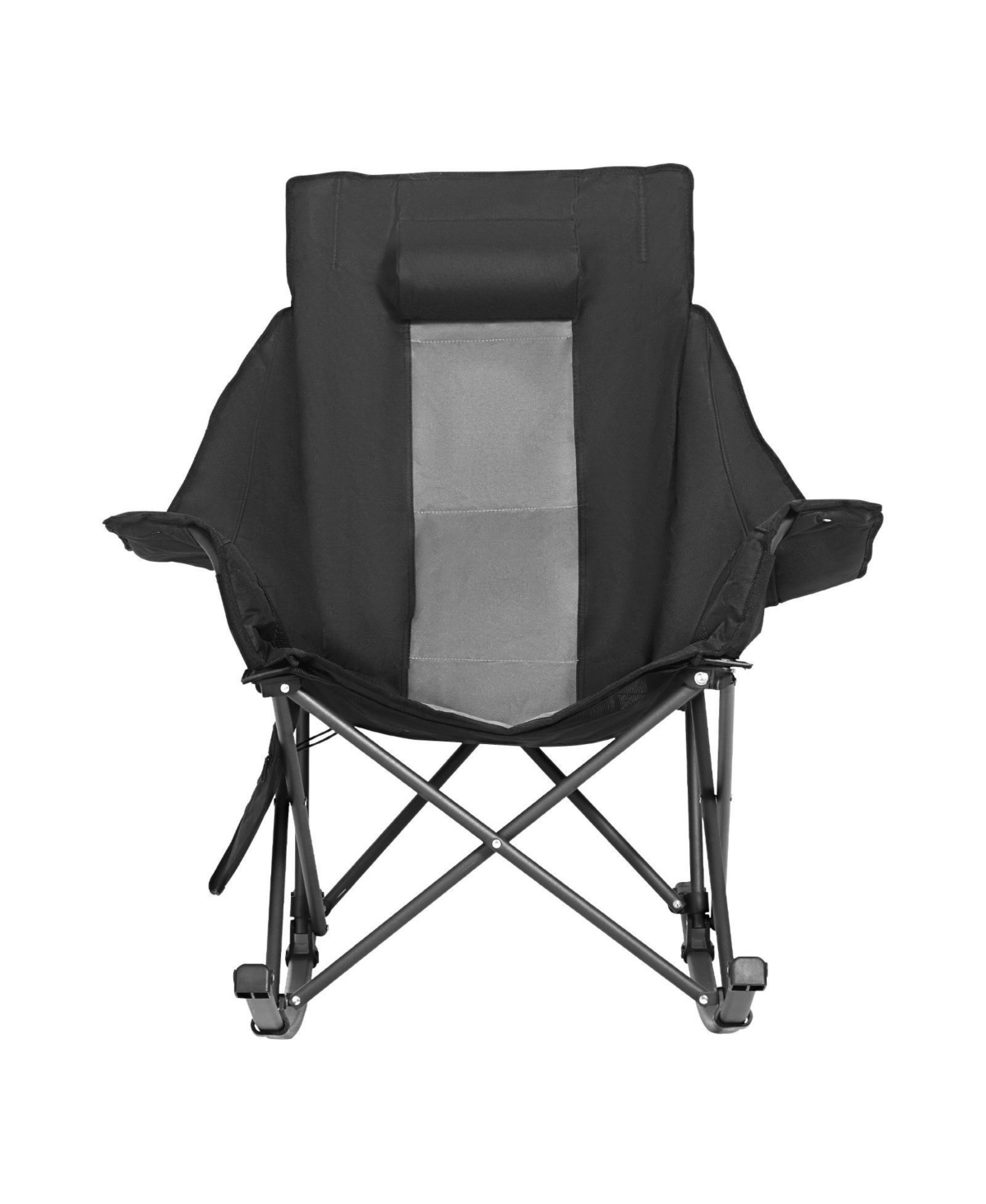 Mecale Heated Camping Chair, 3 Heating Settings, Padded Folding Rocker with Pocket and Cupholder, Supports 225 lbs, Portable Outdoor Chair
