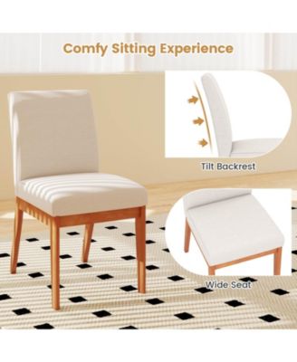 Modern Kitchen Chair Dining Chair with Rubber Wood Legs & Padded Seat