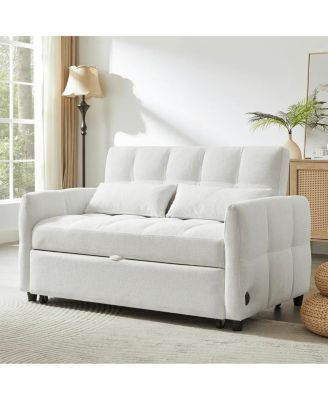 52.8'' USB Convertible Sleeper Sofa Bed with Adjustable Backrest