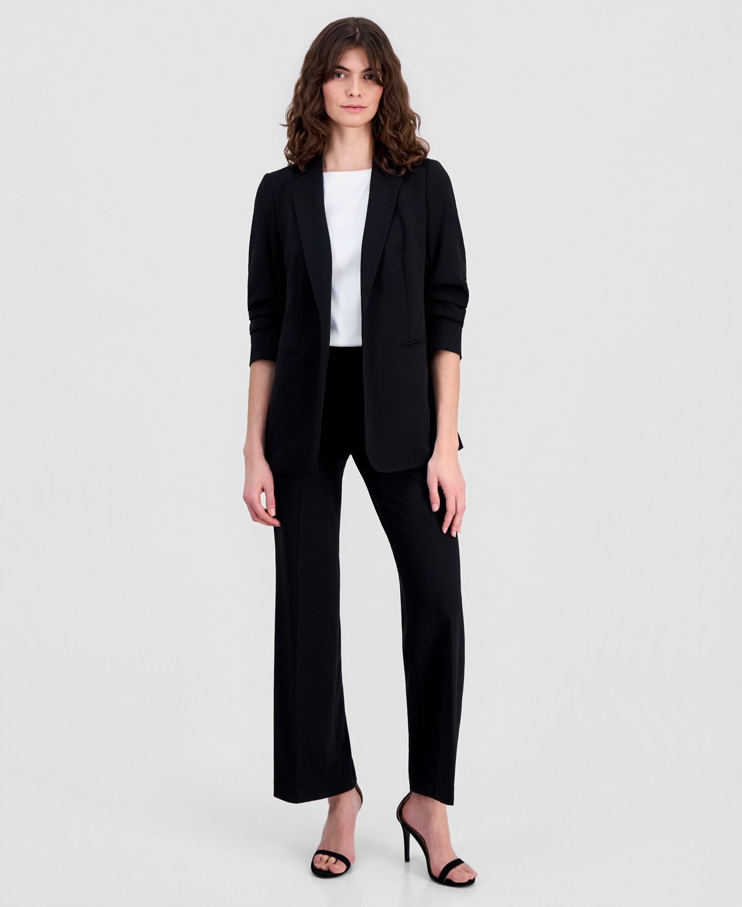 Women's Stretch Crepe High-Rise Wide-Leg Pull On Pants