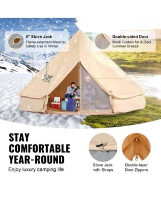 4-Season Canvas Bell Tent, 6m/19.68ft Yurt Tent with Stove Jack, Breathable, Holds Up to 10 People