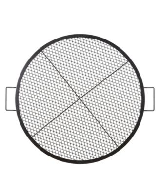 36" Round X-Marks Fire Pit Grill Grate, Heavy Duty Steel Cooking Grate with Handle and Support X Wire, Black