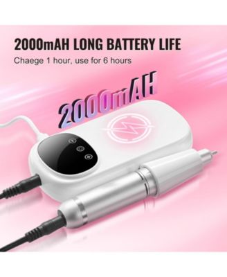 Rechargeable Nail Drill, 35,000RPM Cordless Nail E-File with LCD Display, 6 Bits & 50 Sanding Bands, Manicure Pedicure Tool