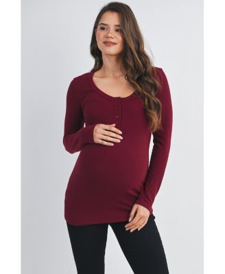 Maternity Henley Long Sleeve Nursing Top
