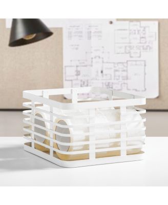 Metal Pantry Basket with Handles - Set of 4 - Matte White