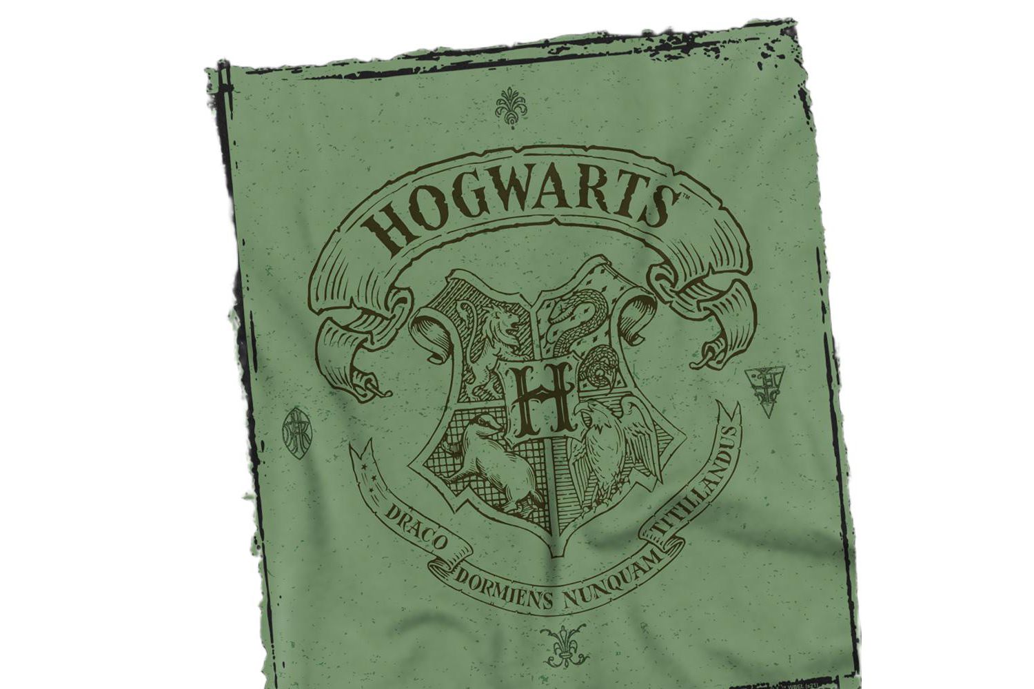 Men's Hogwarts Crest On Green Parchment T Shirt