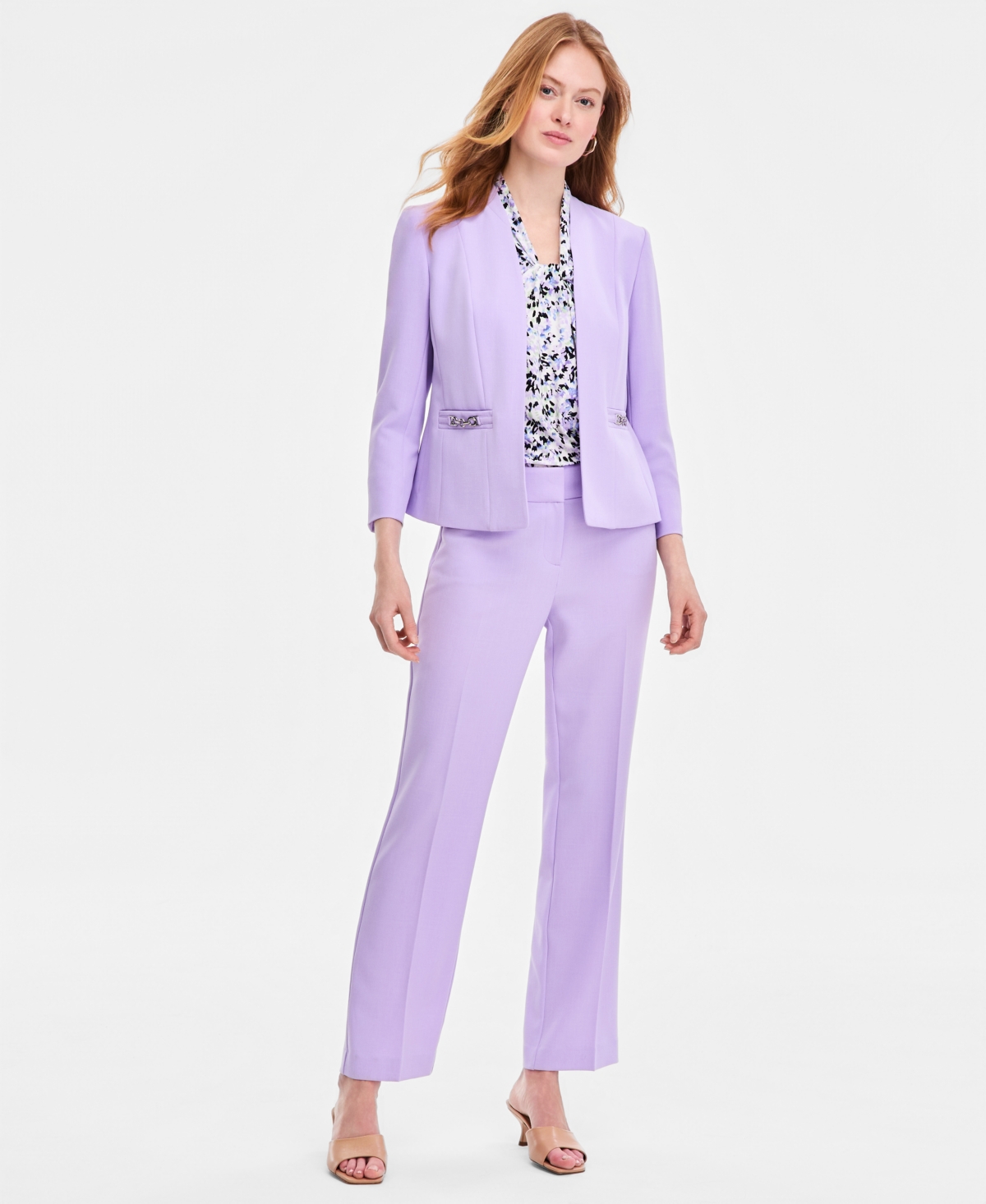 Kasper Women's Seamed Buckle-Trim Cardigan