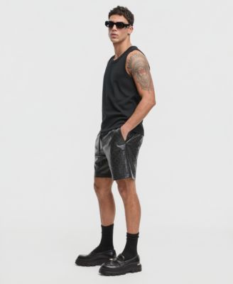 Men's Checkerboard Pleather Shorts