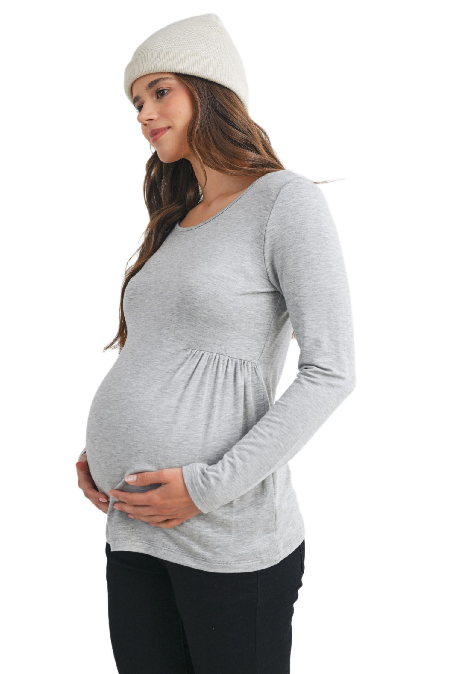 Women's Scoop Neck Long Sleeve Maternity Top