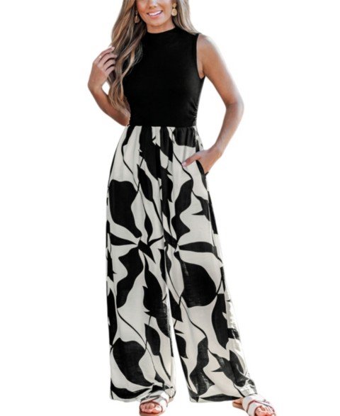 Женские комбинезоны Cupshe Women's Chic Monochrome Abstract Print Jumpsuit