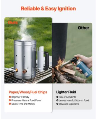 4 lbs Charcoal Chimney Starter, Heavy Duty BBQ Steel Chimney Starter for Charcoal Grill and Barbecues, Silver