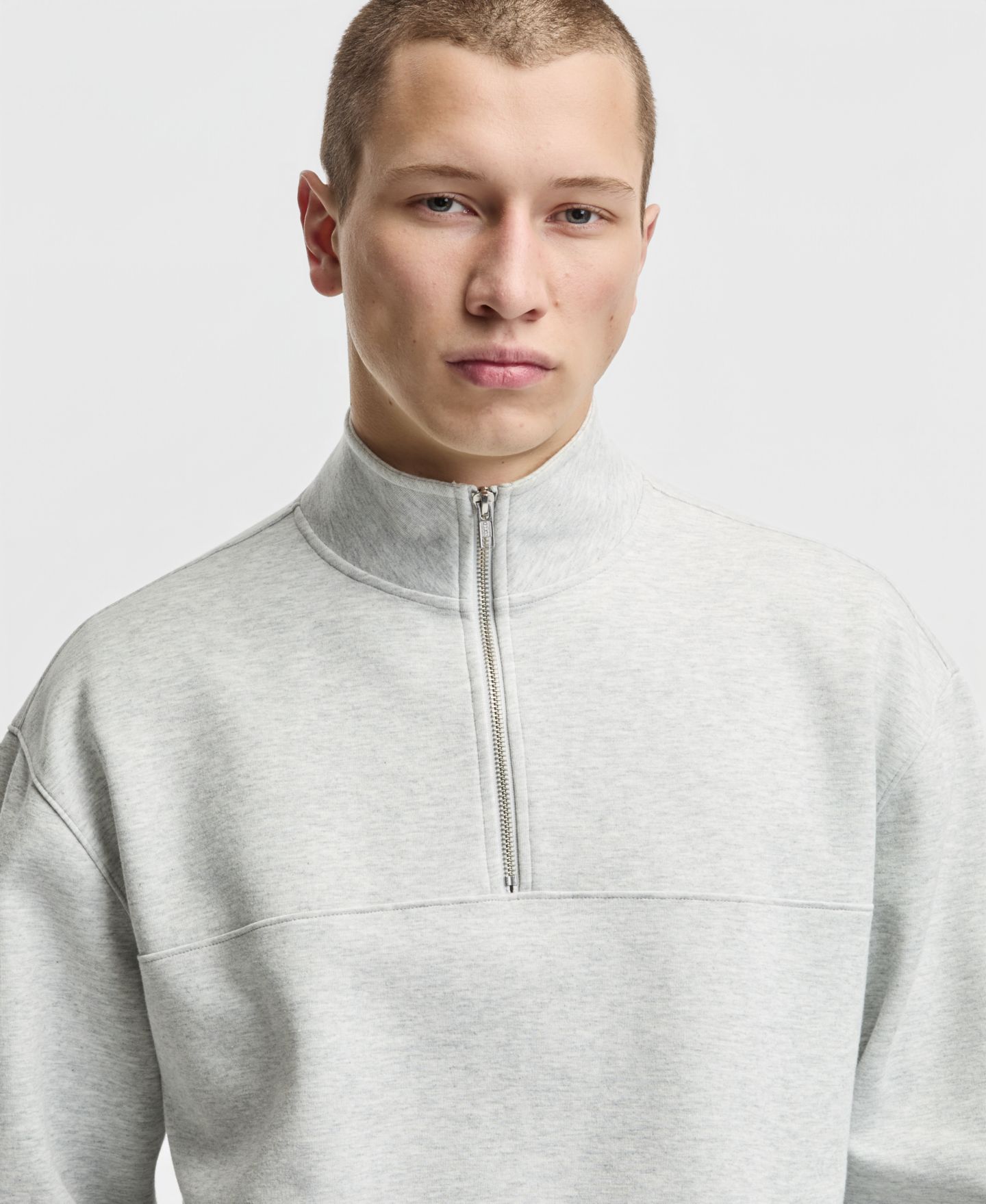 Мужская толстовка Mode of One Oversized-Fit Quarter-Zip, цвет: Серый — фото 3