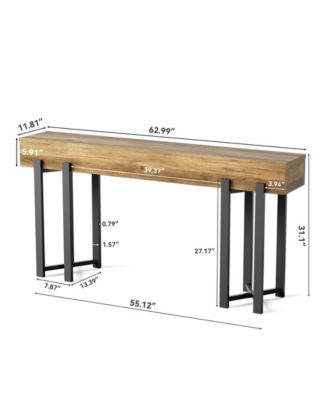 63-Inch Console Table for Entryway, Industrial Behind Couch Table with Black Metal Frame, Minimalist Sofa Table for Living Room