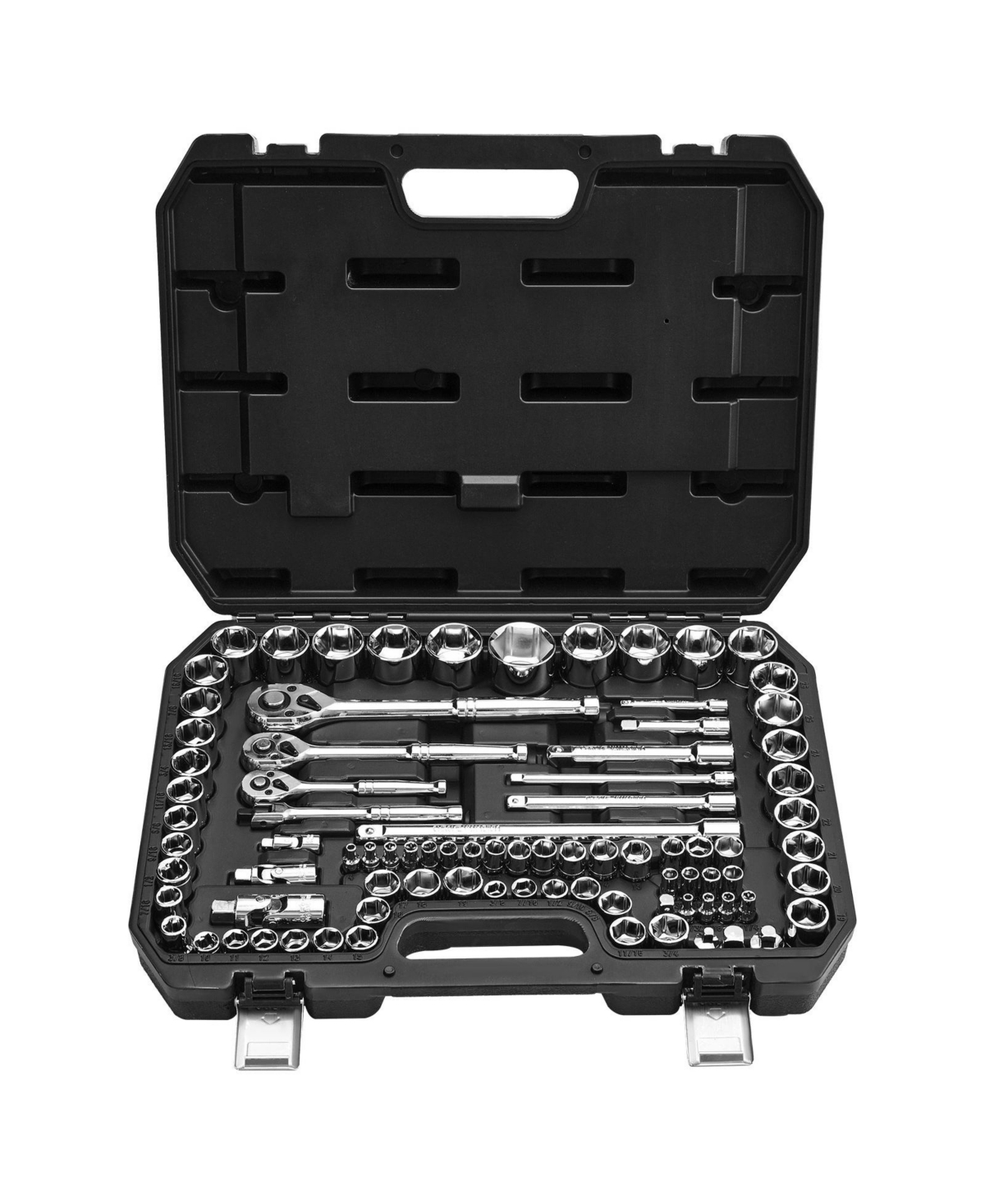 Mecale 86-Piece Socket & Ratchet Set, 1/4" 3/8" 1/2" Drive Sae & Metric, Ratchet, Accessories, Storage Case, Cr-v Steel