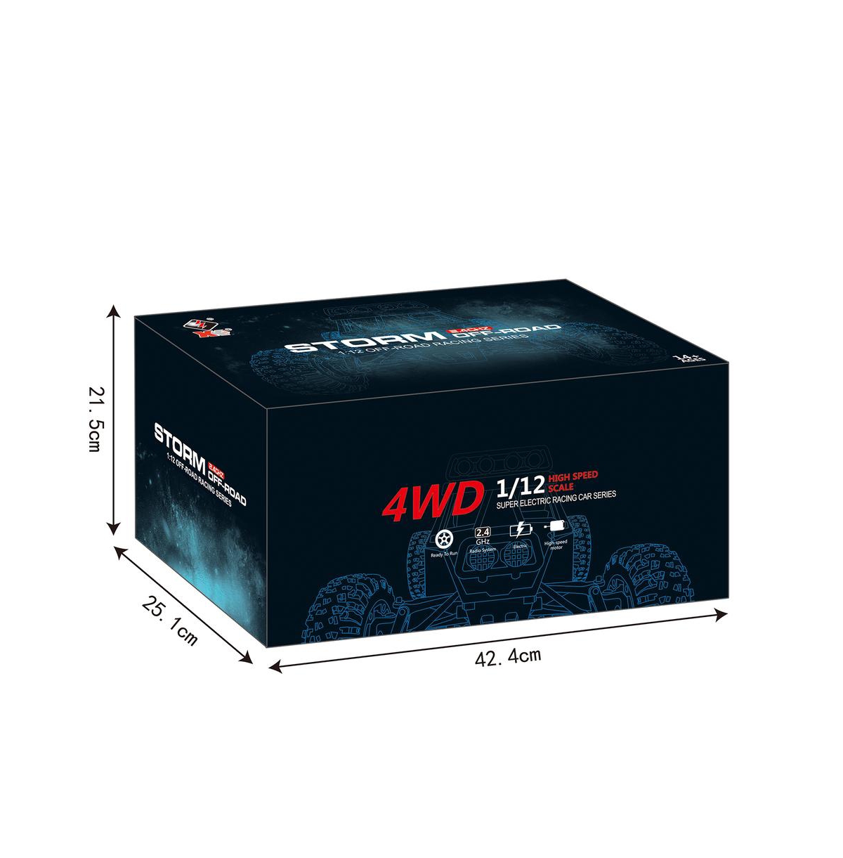 Bruce & Shark 1:12 Scale 31 Mph High-Speed Rc Off-Road Truck, 2.4GHz Remote with 330ft Range & Led Lights