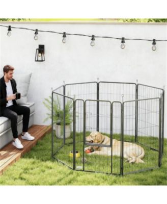 Dog Crate 8 Panel Metal Pet Fence for Medium and Large Dogs in Black